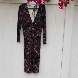 BCBGeneration Black and Pink Floral Long Sleeve Dress